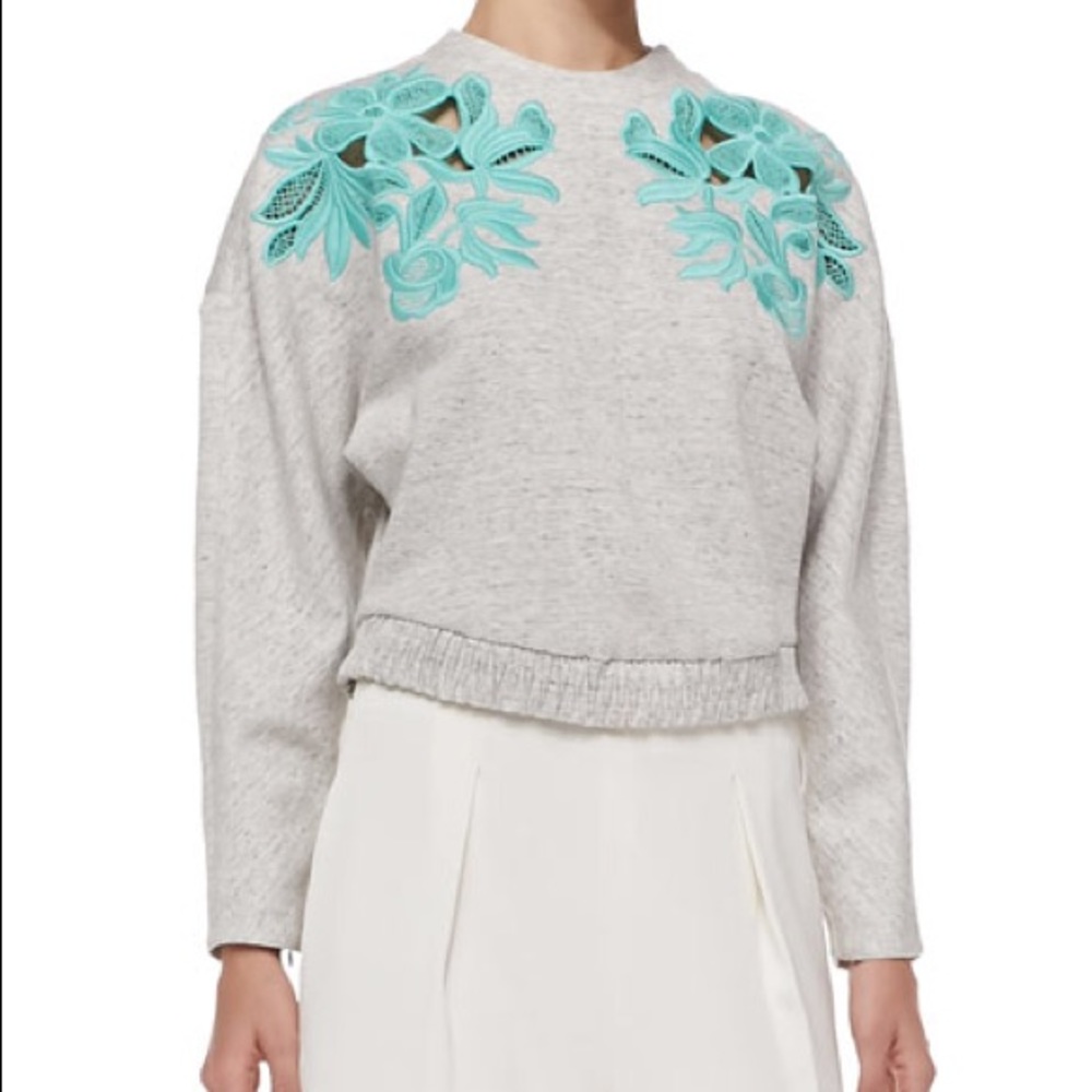 3.1 Phillip Lim embroidered lace knit sweatshirt.